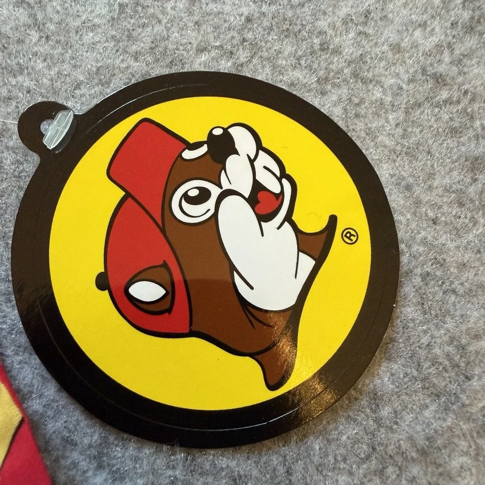 NWT Buc-ee's Men's Swim Trunks Shorts Red Yellow Beaver Logo Beach Lined Size XL